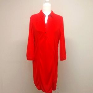 The Limited Red Long Sleeve Button-Down Dress